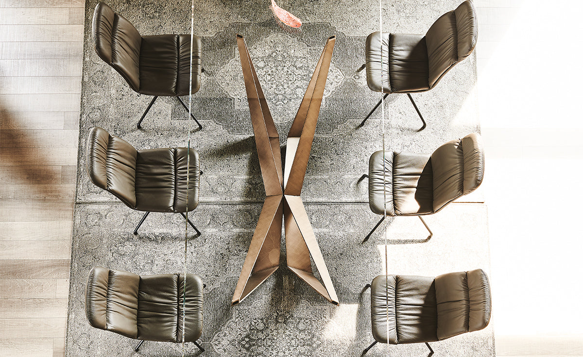 Tavolo Skorpio Cattelan - base in acciaio e piano in cristallo