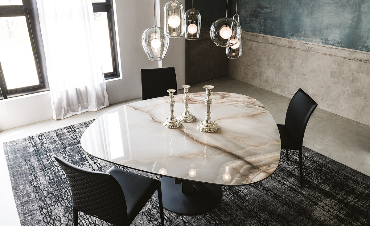 Tavolo Skyline Keramik Round Cattelan - base in acciaio e piano in ceramica