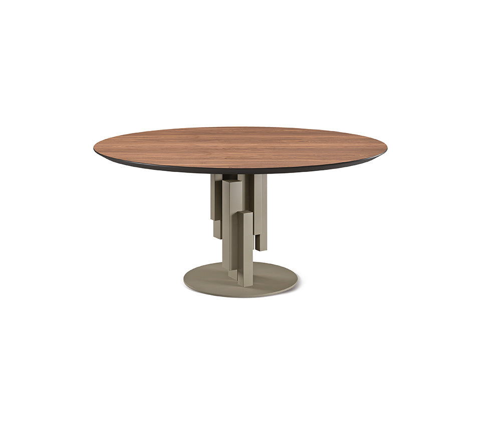 Tavolo Skyline Wood Round Cattelan - base in acciaio e piano in legno