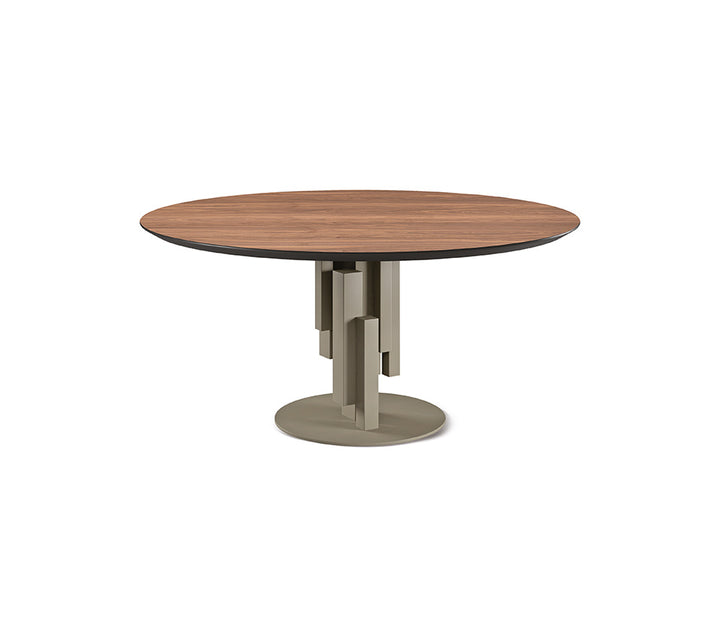 Tavolo Skyline Wood Round Cattelan - base in acciaio e piano in legno