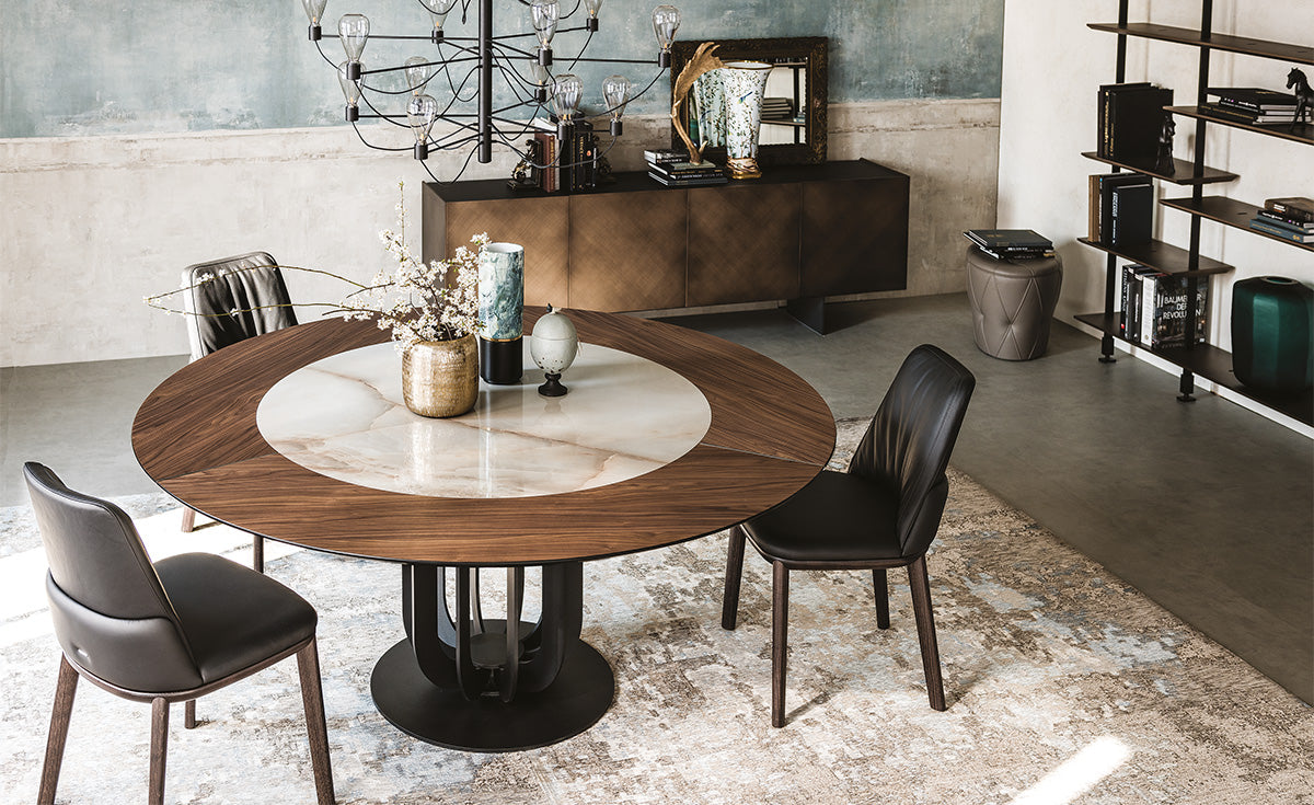 Tavolo Soho Ker-Wood Cattelan - base in acciaio, piano in legno con inserto in ceramica