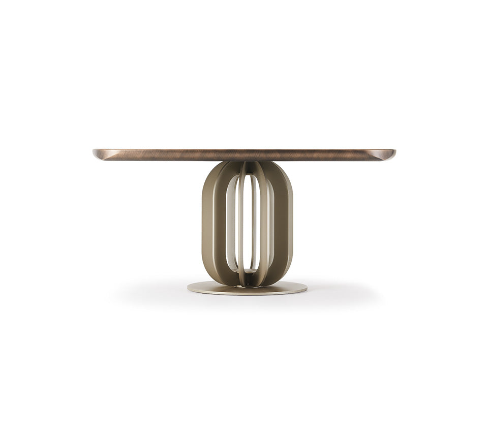 Tavolo Soho Keramik Premium Cattelan - base in acciaio e piano in ceramica con profilo inferiore arrotondato e verniciato brushed bronze/grey