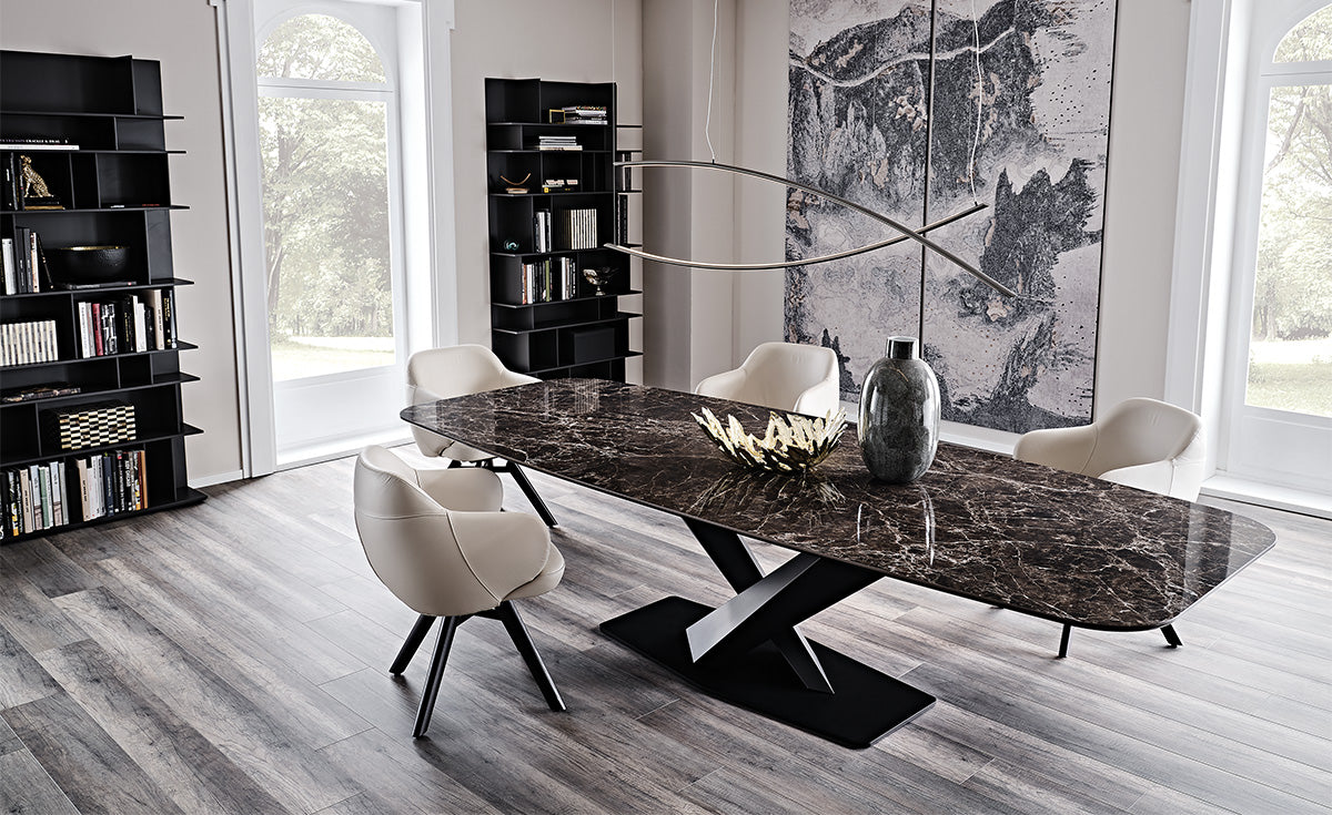 Tavolo Stratos Keramik Cattelan - base in acciaio e piano in ceramica (200x120x75h sag)