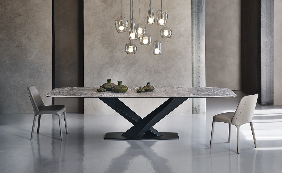 Tavolo Stratos Keramik Cattelan - base in acciaio e piano in ceramica (200x100/106x75h)