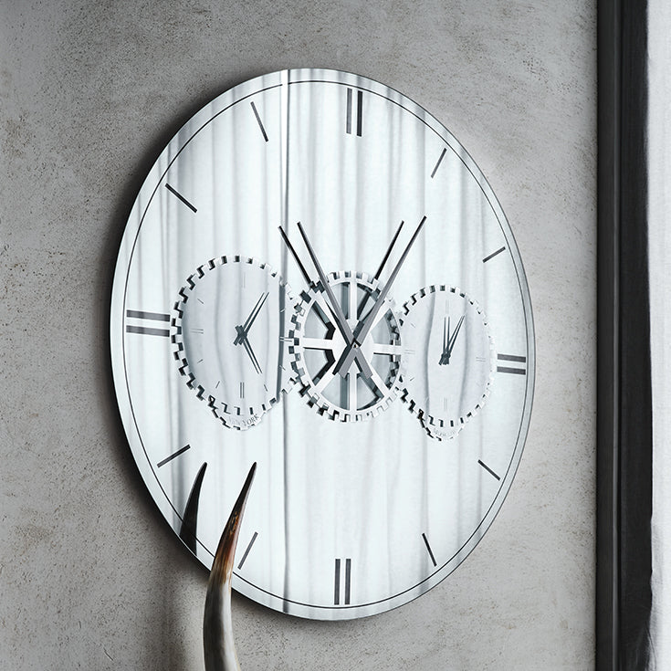 Specchio Times Cattelan - specchio in cristallo serigrafato con particolari in acciaio