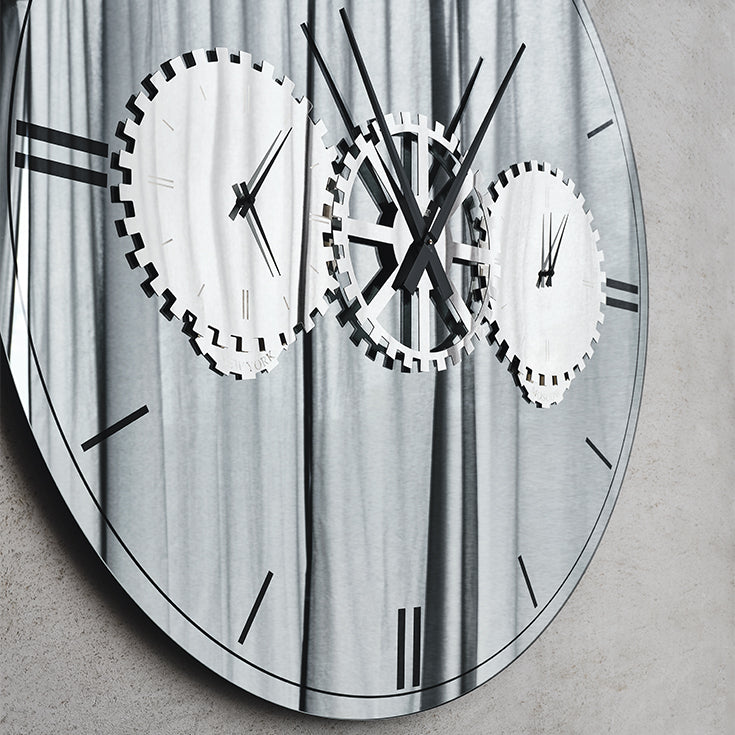 Specchio Times Cattelan - specchio in cristallo serigrafato con particolari in acciaio