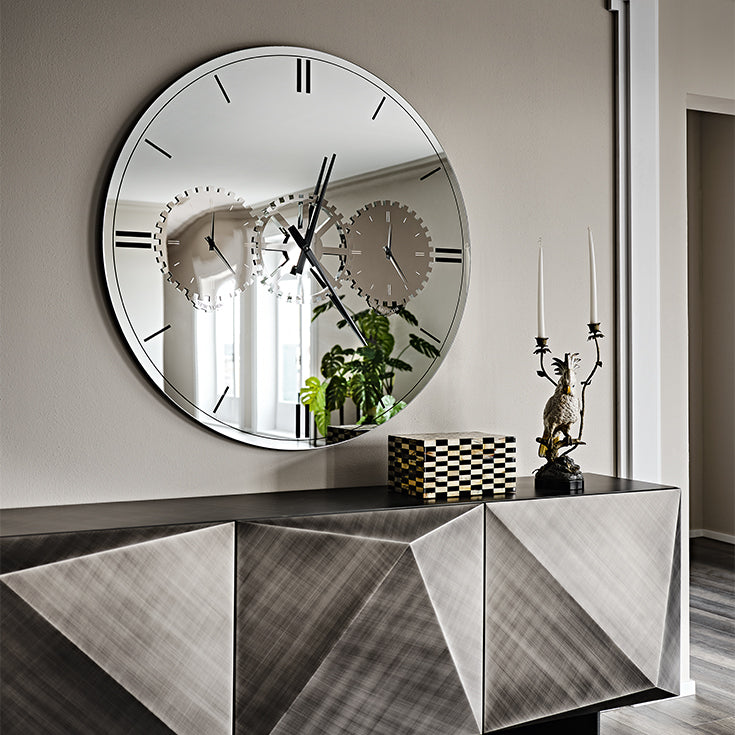 Specchio Times Cattelan - specchio in cristallo serigrafato con particolari in acciaio