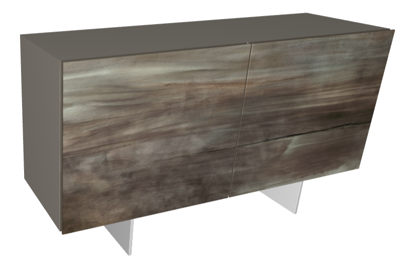 Credenza Focus Crystalart Cattelan -madia contenitore in legno, profili in alluminio, ante e ripiani interni in cristallo