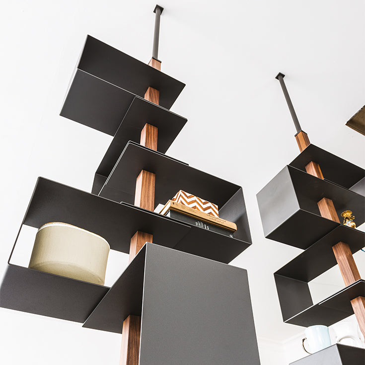 Libreria Tokyo Cattelan - struttura e ripiani in acciaio verniciato e inserti in legno