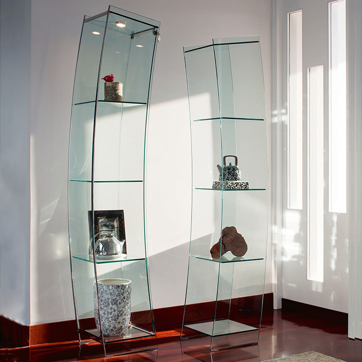 Vetrina Wind Cattelan - struttura in cristallo con particolari in acciaio